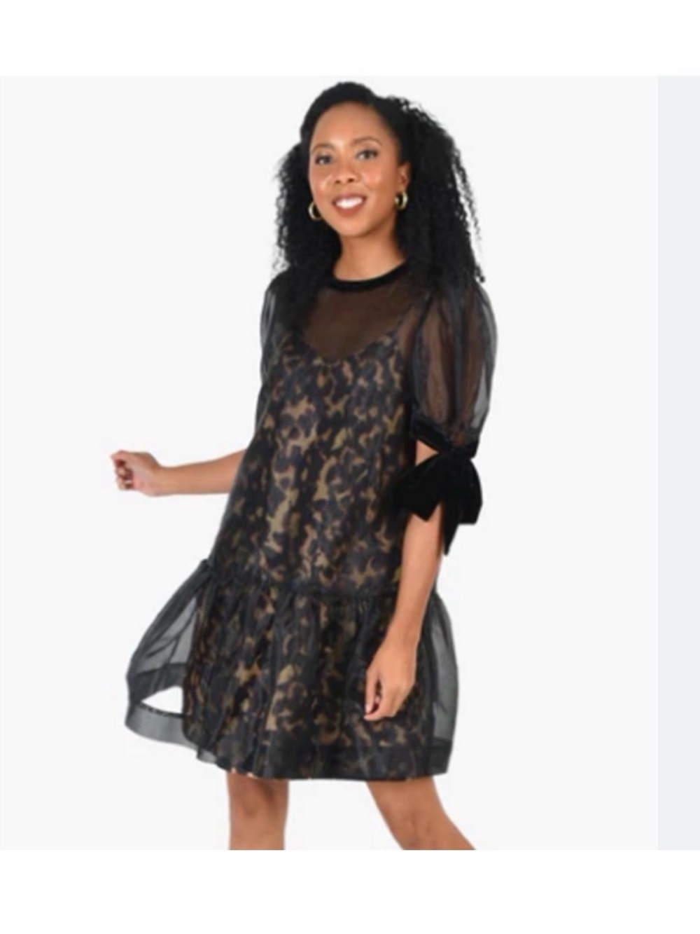 Emily McCarthy Bella Dress NWT Tortoise Shell Leopard Organza Mini Slip Tulle XS